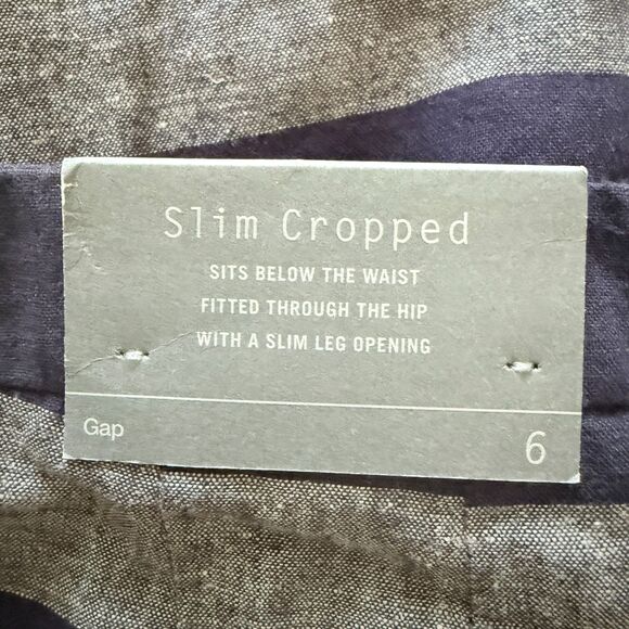 NWT GAP Slim Crop Pants Rugby Stripe Linen Cotton Blend Lightweight Trousers 6 - Picture 5 of 10